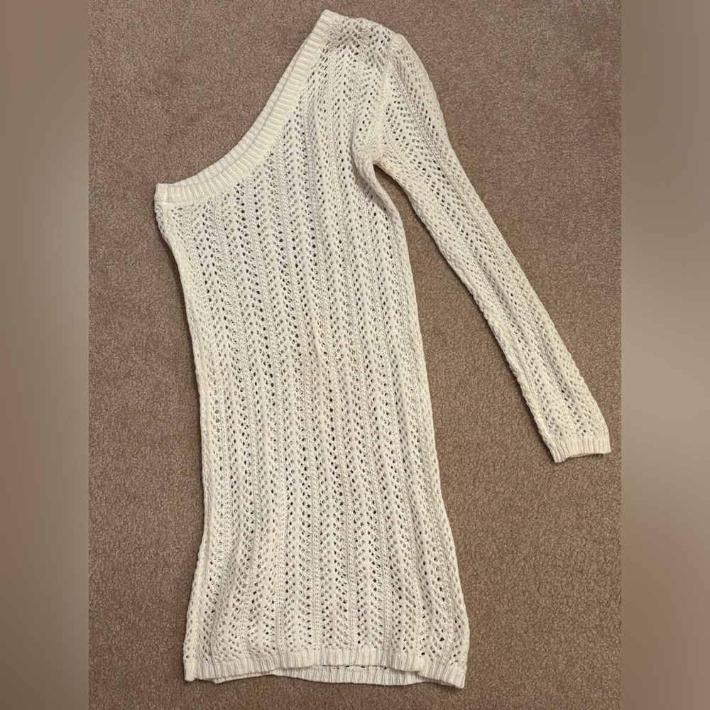 Tiger Mist White One Shoulder Sweater